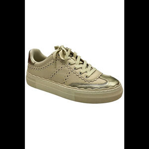 Vince Camuto Women's Leather Casual Sneakers Jenlie CreamWhite/Gold - Medium